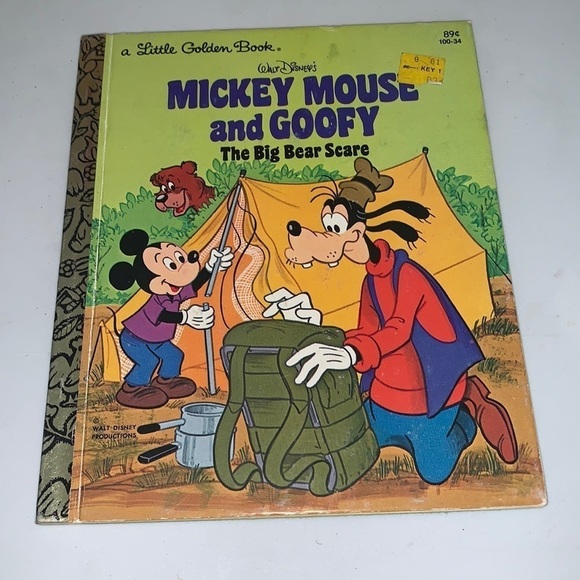 Vintage Book; Little Golden Book Mickey Mouse and Goofy The Big Bear Scare - Picture 1 of 4